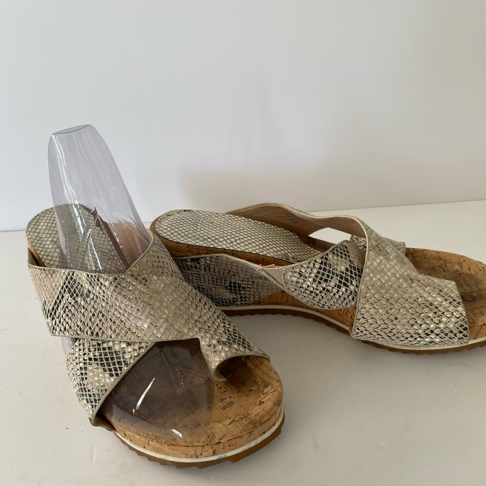 Donald J. Pliner Beige Snakeskin Sandals